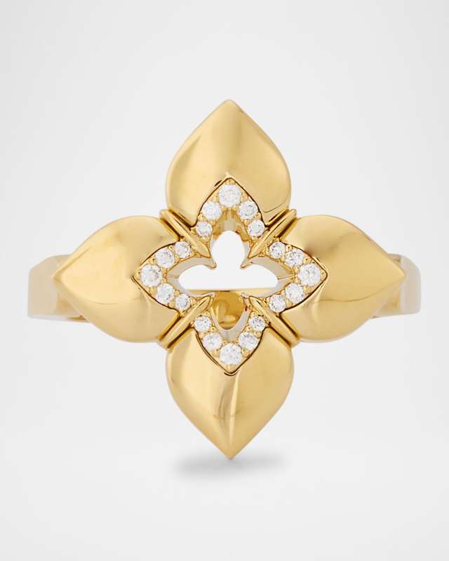 18K Yellow Gold Diamond Venetian Princess Ring, Size